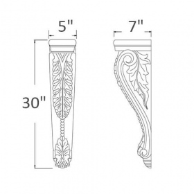 Dark Cocoa Pre-Assembled Large Acanthus Corbel