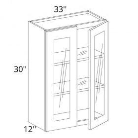 Gray Pearl Pre-Assembled 33x30 Wall Glass Cabinet