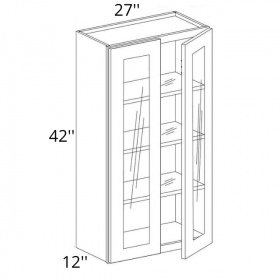 Gray Pearl Pre-Assembled 27x42 Wall Glass Cabinet