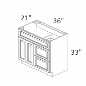 Gray Pearl Pre-Assembled 36x21 L Vanity Base Cabinet