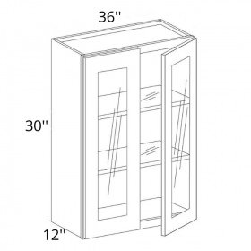 White Cream Pre-Assembled 36x30 Wall Glass Cabinet