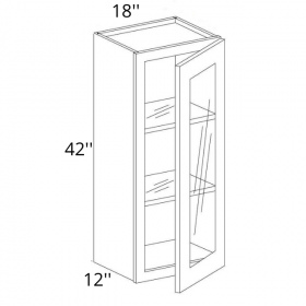 White Cream Pre-Assembled 18x42 Wall Glass Cabinet