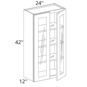 White Cream Pre-Assembled 24x42 Wall Glass Cabinet