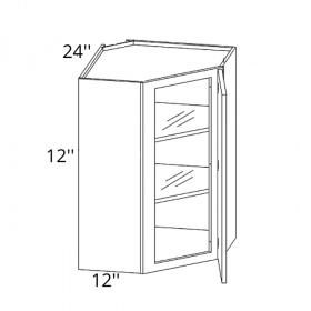 White Cream Pre-Assembled 24x12 Wall Corner Glass Cabinet