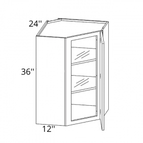 White Cream Pre-Assembled 24x36 Wall Corner Glass Cabinet