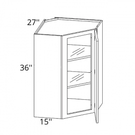 White Cream Pre-Assembled 27x36 Wall Corner Glass Cabinet