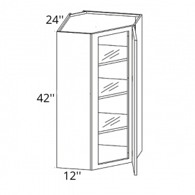 White Cream Pre-Assembled 24x42 Wall Corner Glass Cabinet