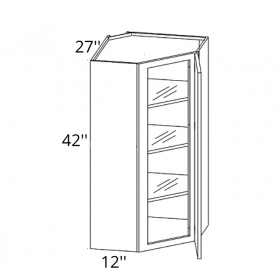 White Cream Pre-Assembled 27x42 Wall Corner Glass Cabinet