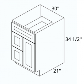 White Cream Pre-Assembled 30x21 R Vanity Base Cabinet