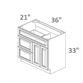 White Cream Pre-Assembled 36x21 R Vanity Base Cabinet