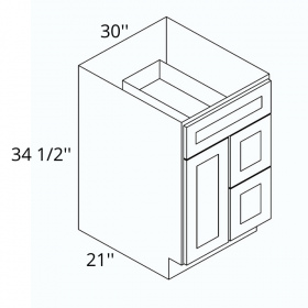 White Cream 30x21 Vanity Base Cabinet