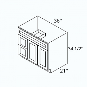 White Cream 36x21 R Vanity Base Cabinet