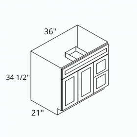 White Cream 36x21 L Vanity Base Cabinet