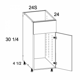 White Gloss 24'' Single Door Single False Drawer Sink Base