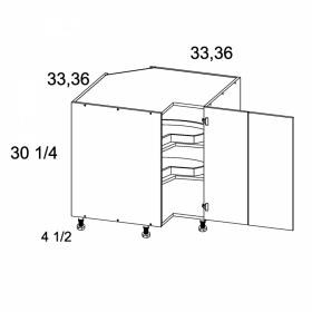 White Gloss Pre-Assembled 33'' Base Easy Reach Without Lazy Susan Basket