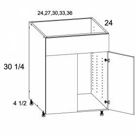 White Gloss Pre-Assembled 24'' Two Door Single False Drawer Front Sink Base