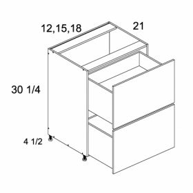 White Gloss Pre-Assembled 12'' Two Drawer Vanity Base