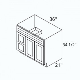 Graphite Shaker 36x21 R Vanity Base Cabinet