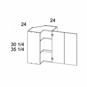 White Gloss 24x30 Easy Reach Corner Wall Cabinet