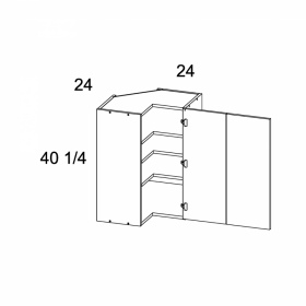 White Gloss 24x40 Easy Reach Corner Wall Cabinet