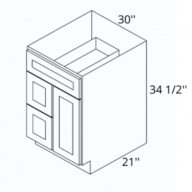 Classic White Pre-Assembled 30x21 R Vanity Base Cabinet