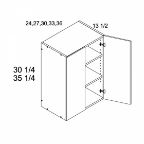 White Gloss Pre-Assembled 33x30 Wall Cabinet
