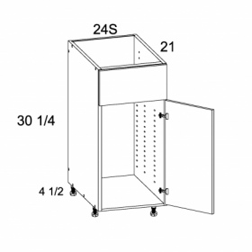White Gloss Pre-Assembled 24'' Vanity Sind Base False Front Single Door