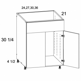 White Gloss Pre-Assembled 24'' Vanity Sink Base False Front Two Door