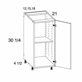 White Gloss Pre-Assembled 15'' Full Height Single Door Vanity Base