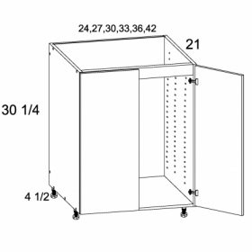 White Gloss Pre-Assembled 27'' Full Height Two Door Vanity Base
