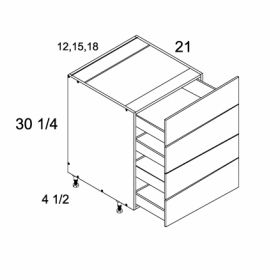 White Gloss Pre-Assembled 15'' Four Drawer Vanity Base