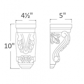 Graphite Shaker Pre-Assembled Acanthus Corbel