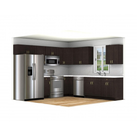 Modern Brown Shaker Pre-Assembled 10x10 Kitchen